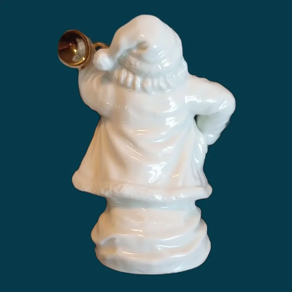 Mikasa Elegant Porcelain Santa with Horn & Toy Bag Christmas Ornament